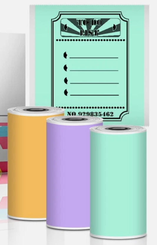 Colour Thermal Sticker Paper Rolls for Pocket Print Cube - Adhesive